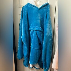 Cozy Blue Plush Blanket Hoodie